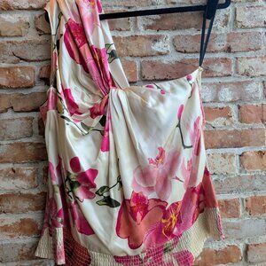 Bebe one shoulder floral print blouse sz L